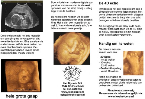 Informatiebrochure voor echografisch bureau Koekeloere